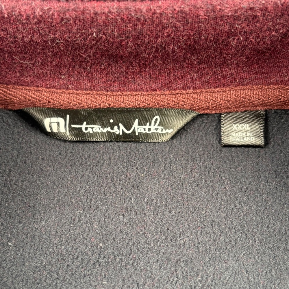 TravisMathew Pullover Men XXXL Burgundy Ritz-Carlton Golf 1/4 Zip Fleece Sweater - Picture 2 of 10